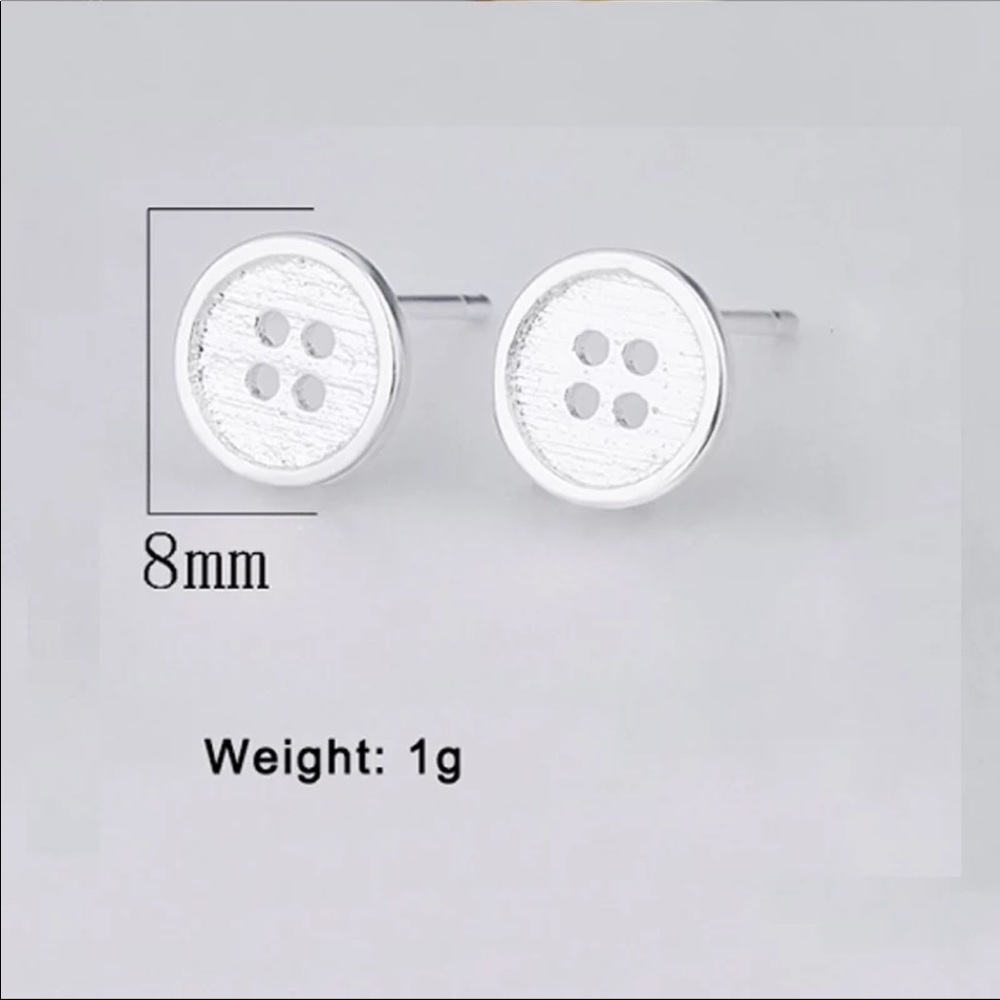Sterling Silver 925 Button Stud Earrings - Picture 2 of 6
